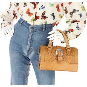 Satchel Saddle Style Hand Tooled Boho Western Cowgirl Chic Leather Purse Bag